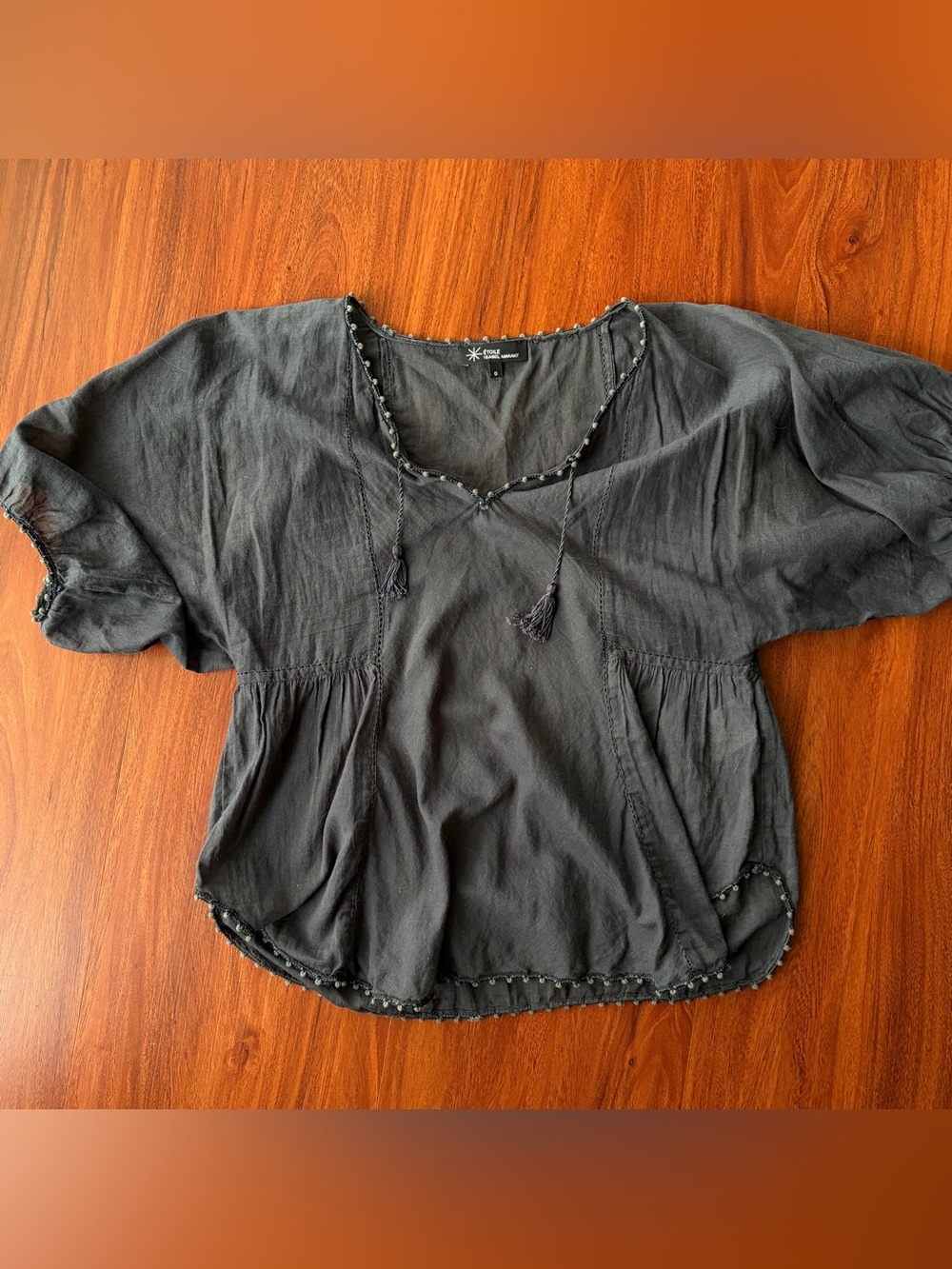 Isabel Marant Etoile Vintage 2007 Puff Sleeve Navy Blouse